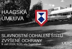 Vila Tugendhat: slavnostní odhalení štítu zvýšené ochrany